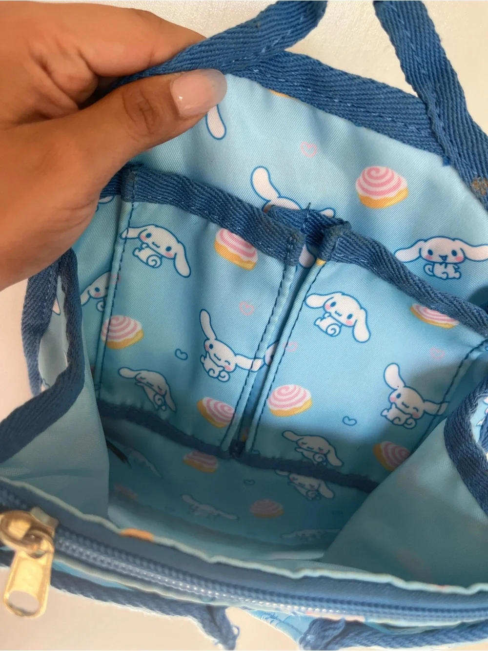 Cute Blue Kids Accessory Pouch with Character Print